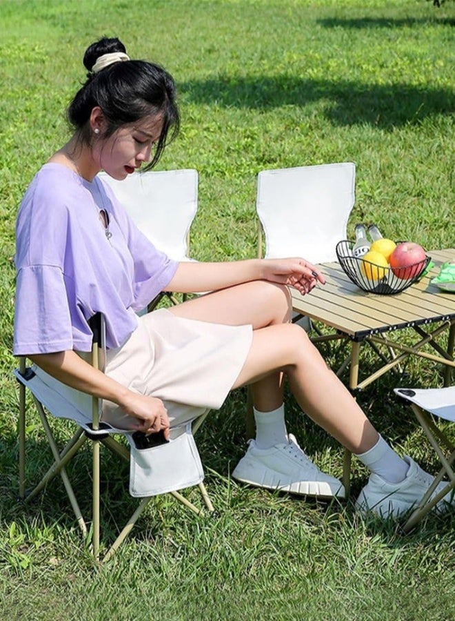 dida-cosmos Outdoor Camping Chair, Collapsible Chair with Side Pocket and Carry Bag, Folding Chair for Camping, Beach, Picnic, Sunbathing Chairs with Storage Bag (Beige) - Image 5
